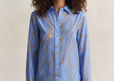 Gant γυναικείο πουκάμισο με μετάξι και print Regular Fit - 4300624 Μπλε Ανοιχτό - GANT - 