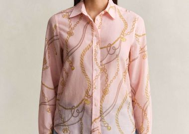 Gant γυναικείο πουκάμισο με μετάξι και print Regular Fit - 4300624 Ροζ Ανοιχτό - GANT - 