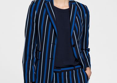 Gant γυναικείο ριγέ σακάκι Washable Regimental Stripe - 4770043 Μπλε Σκούρο - GANT - 
