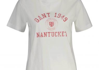 Gant γυναικείο T-shirt με graphic logo print Regular Fit - 4201467 Λευκό - GANT - 