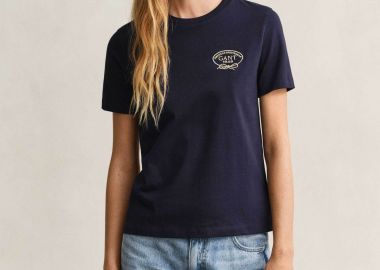 Gant γυναικείο T-shirt με κεντημένο rope graphic logo Regular Fit - 4201443 Μπλε Σκούρο - GANT - 
