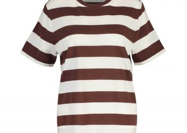 Gant γυναικείο T-shirt με ριγέ σχέδιο και λογότυπο Relaxed Fit - 4201578 Καφέ - GANT - 