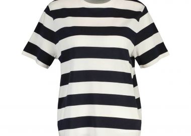 Gant γυναικείο T-shirt με ριγέ σχέδιο και λογότυπο Relaxed Fit - 4201578 Μπλε Σκούρο - GANT - 