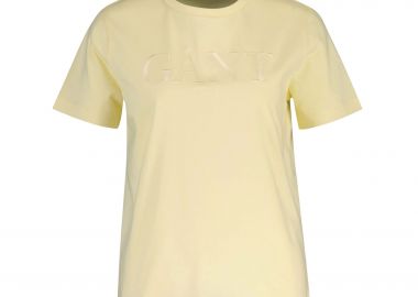 Gant γυναικείο T-shirt με ton-sur-ton κεντημένο λογότυπο Regular Fit - 4200502 Κίτρινο Ανοιχτό - GANT - 
