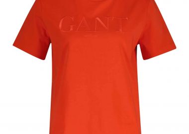 Gant γυναικείο T-shirt με ton-sur-ton κεντημένο λογότυπο Regular Fit - 4200502 Κοραλί - GANT - 