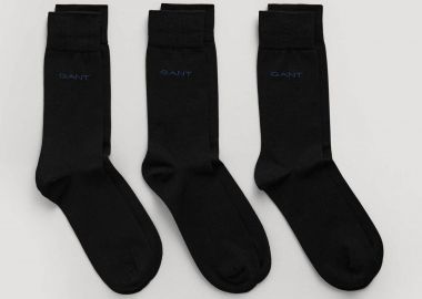 Gant σετ ανδρικές κάλτσες μονόχρωμες με κεντημένο λογότυπο (3 τεμάχια) - 9960263 Μαύρο - GANT - 