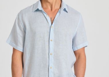 Garment dyed κοντομάνικο λινό πουκάμισο - The essentials - FUNKY BUDDHA - 