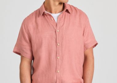 Garment dyed κοντομάνικο λινό πουκάμισο - The essentials - FUNKY BUDDHA - 