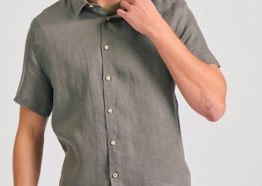 Garment dyed κοντομάνικο λινό πουκάμισο - The essentials - FUNKY BUDDHA - 