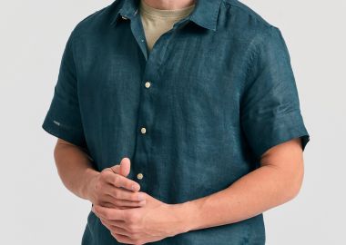 Garment dyed κοντομάνικο λινό πουκάμισο - The essentials - FUNKY BUDDHA - 