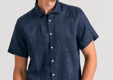 Garment dyed κοντομάνικο λινό πουκάμισο - The essentials - FUNKY BUDDHA - 