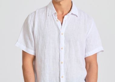 Garment dyed κοντομάνικο λινό πουκάμισο - The essentials - FUNKY BUDDHA - 