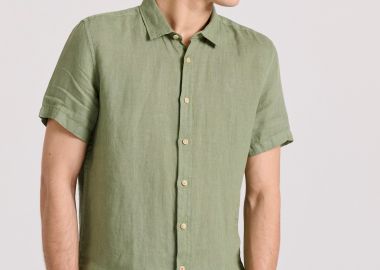 Garment dyed κοντομάνικο λινό πουκάμισο - FUNKY BUDDHA - 