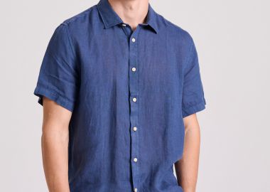 Garment dyed κοντομάνικο λινό πουκάμισο - FUNKY BUDDHA - 