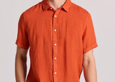 Garment dyed κοντομάνικο λινό πουκάμισο - FUNKY BUDDHA - 