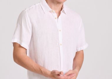 Garment dyed κοντομάνικο λινό πουκάμισο - FUNKY BUDDHA - 