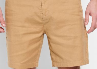 Garment dyed linen blend chino βερμούδα - FUNKY BUDDHA - 