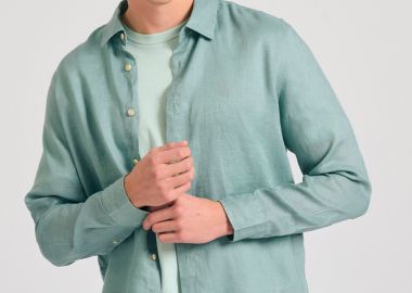 Garment dyed λινό πουκάμισο - The essentials - FUNKY BUDDHA - 