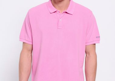 Garment dyed μπλούζα πολο με κέντημα - FUNKY BUDDHA - 