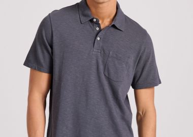 Garment dyed polo μπλούζα από φλάμα - FUNKY BUDDHA - 