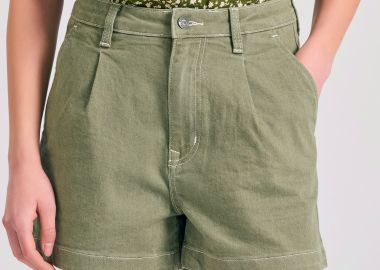 Garment dyed τζιν σορτς με πιέτες - FUNKY BUDDHA - 