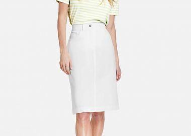 Gerry Weber γυναικεία mini pencil φούστα μονόχρωμη πεντάτσεπη με άνοιγμα πίσω - 811030-66222 Λευκό - GERRY WEBER - 