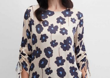 Gerry Weber γυναικεία μπλούζα με floral print - N61005126040 Μπεζ - GERRY WEBER - 