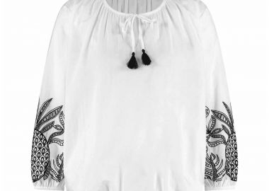 Gerry Weber γυναικεία μπλούζα με σούρες και σχέδιο στα μανίκια - 560116-31495 Λευκό - GERRY WEBER - 