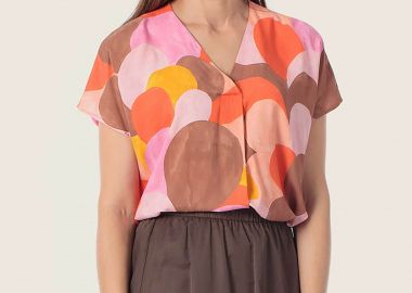 Gerry Weber γυναικεία μπλούζα με V και all-over print - N61020336044 Πορτοκαλί - GERRY WEBER - 