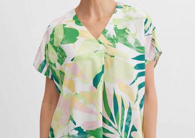 Gerry Weber γυναικεία μπλούζα με V και floral print - N61059623046 Πράσινο Lime - GERRY WEBER - 