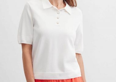 Gerry Weber γυναικεία μπλούζα πόλο μονόχρωμη - N60953121042 Λευκό - GERRY WEBER - 