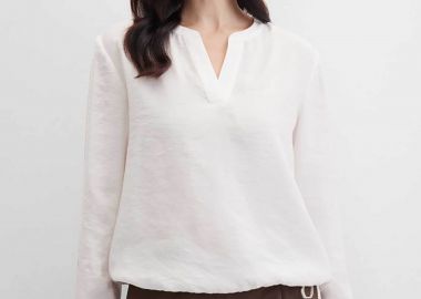 Gerry Weber γυναικεία μπλούζα textured με V - N61013121040 Λευκό - GERRY WEBER - 