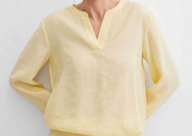 Gerry Weber γυναικεία μπλούζα textured με V - N61013209042 Κίτρινο Ανοιχτό - GERRY WEBER - 