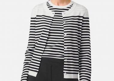 Gerry Weber γυναικεία ζεκέτα πλεκτή με ριγέ σχέδιο - 530117-35713 Ασπρόμαυρο - GERRY WEBER - 