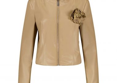 Gerry Weber γυναικείο jacket faux δέρμα με απλικέ λουλούδι - 430026-31227 Μπεζ - GERRY WEBER - 