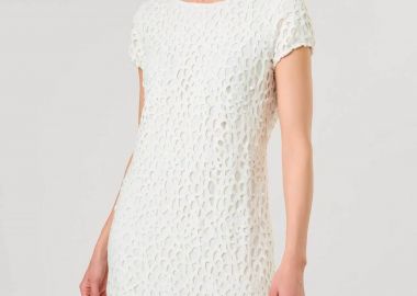 Gerry Weber γυναικείο mini φόρεμα με διάτρητο layer - 580102-31542 Λευκό - GERRY WEBER - 