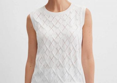 Gerry Weber γυναικείο πλεκτό τοπ αμάνικο - N66501102042 Λευκό - GERRY WEBER - 