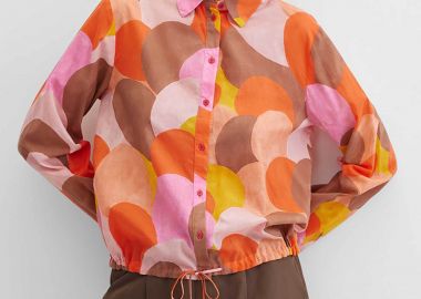 Gerry Weber γυναικείο πουκάμισο cropped με all-over print Straight Cit - N60477336040 Πορτοκαλί - GERRY WEBER - 