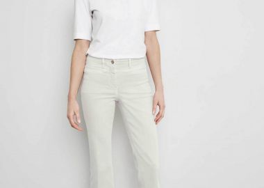 Gerry Weber γυναικείο ψηλόμεσο τζην παντελόνι cropped Flared Slim Fit - 222044-66829 Υπόλευκο - GERRY WEBER - 