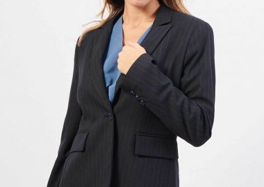 Gerry Weber γυναικείο σακάκι κλασικό με ρίγες - 430023-31320 Μπλε Σκούρο - GERRY WEBER - 