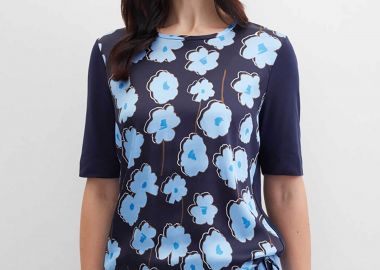 Gerry Weber γυναικείο T-shirt με floral print - N61703245040 Μπλε Σκούρο - GERRY WEBER - 