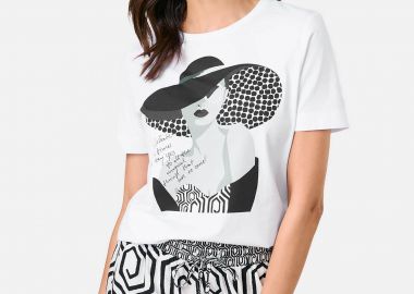 Gerry Weber γυναικείο T-shirt με μπροστινό τύπωμα - 570319-35019 Λευκό - GERRY WEBER - 