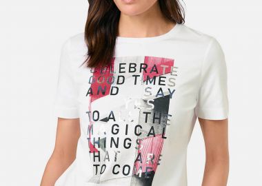 Gerry Weber γυναικείο T-shirt με μπροστινό τύπωμα - 570320-35019 Λευκό - GERRY WEBER - 