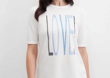Gerry Weber γυναικείο T-shirt με print από strass - N61700121042 Λευκό - GERRY WEBER - 
