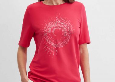 Gerry Weber γυναικείο T-shirt με στρας Straight Cut - N61731283044 Φούξια - GERRY WEBER - 