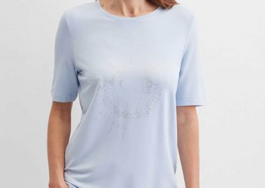 Gerry Weber γυναικείο T-shirt με στρας Straight Cut - N61731360040 Γαλάζιο - GERRY WEBER - 