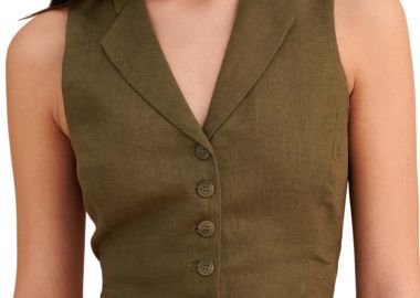 Γιλέκο Attrattivo Λινό Με Δέσιμο Πίσω 9923001-KHAKI Γυναικείο - Attrattivo - 