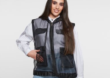 Γιλέκο organza με κουκούλα - MAT FASHION - 