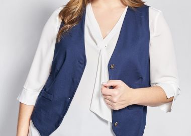 Γιλέκο σε linen look με κουμπιά -  - 