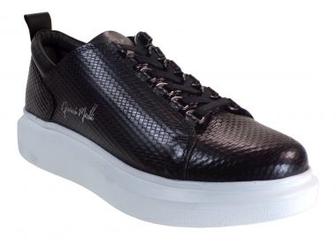 GIOVANNI MORELLI Ανδρικά παπούτσια Sneakers 07U-080 Μαύρο Σπαστό Λευκό P507U0802Z89 - GIOVANNI MORELLI - 